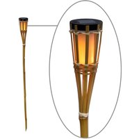 Led Gartenfackel Solar 120 cm hoch aus Bambus 1700 k extra warmweiß IP44 Solarleuchte Gartenlampe von LICHT-ERLEBNISSE