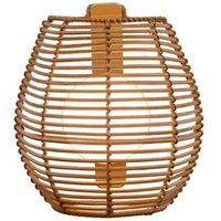 LED Wandleuchte außen kabellos mit Akku Leuchtmittel IP54 2700 K Fernbedienung dimmbar H: 24,5 cm Rattan Außenlampe Wand Balkon von LICHT-ERLEBNISSE