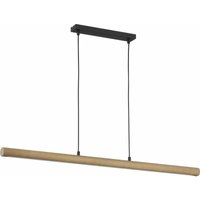 Led Hängeleuchte hideo Holz 96cm Esstisch Lampe - Schwarz, gebürstetes Holz von LICHT-ERLEBNISSE