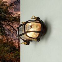 Licht-erlebnisse - Außenlampe Wand Glas Messing IP64 E27 Maritim Außenleuchte Wand Garten von LICHT-ERLEBNISSE
