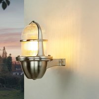 Licht-erlebnisse - Außenleuchte Messing Riffelglas IP64 E27 Wandlampe Garten Haus von LICHT-ERLEBNISSE