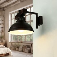 Licht-erlebnisse - Braune Wandleuchte Metall Echt Holz Made in eu E27 - Braun, Holz von LICHT-ERLEBNISSE