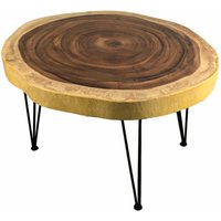 Couchtisch Holz Unikat Baumscheibe Hairpin Legs Baumkante Kaffeetisch - Natur Holz von LICHT-ERLEBNISSE