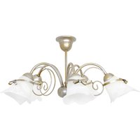 Licht-erlebnisse - Deckenlampe Gold Weiß ø 58 cm elegant 5x E14 Metall Glas Deckenleuchte Wohnzimmer Esszimmer - Gold von LICHT-ERLEBNISSE