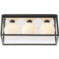 Licht-erlebnisse - Deckenlampe Metall Glas IP44 Schwarz matt Weiß G9 3-flammig Kugelschirm Retro Design Deckenleuchte von LICHT-ERLEBNISSE