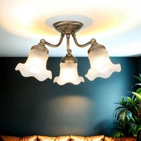 Licht-erlebnisse - Deckenleuchte E14 Weiß Bronze Glas Messing Floral Deckenlampe von LICHT-ERLEBNISSE