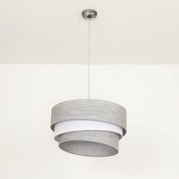 Licht-erlebnisse - Hängelampe Wohnzimmer Grau Stoffschirm Ø45cm felicita - Silber, Grau von LICHT-ERLEBNISSE