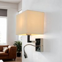 Moderne Wandleuchte mit led Lesearm Bett - Chrom Weiß von LICHT-ERLEBNISSE