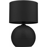 Nachttischlampe 50 cm E27 Schwarz Stoff Glas Modern Tischleuchte - Schwarz von LICHT-ERLEBNISSE