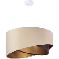 Licht-erlebnisse - Pendelleuchte Stoff Schirm in Beige Gold Braun rund 50 cm Esstisch Wohnzimmer - Weiß, Beige, Gold, Braun von LICHT-ERLEBNISSE