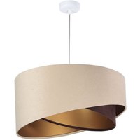 Licht-erlebnisse - Pendelleuchte Stoff Schirm in Beige Gold Braun rund 50 cm Esstisch Wohnzimmer von LICHT-ERLEBNISSE