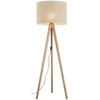 Licht-erlebnisse - Stehlampe Dreibein Stoff Metall E27 145 cm hoch Kiefer Braun Skandinavisch Licht-erlebnisse - Stehlampe Dreibein Stoff Metall E27 145 cm hoch Kiefer Braun Skandinavisch von LICHT-ERLEBNISSE