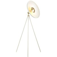 Licht-erlebnisse - Stehlampe Metall verstellbar 146 cm hoch Tripod in Weiß Messing E27 von LICHT-ERLEBNISSE