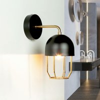 Licht-erlebnisse - Wandleuchte Loft Design Metall elegant in Schwarz Gold E14 - Schwarz, Gold von LICHT-ERLEBNISSE