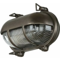 Licht-erlebnisse - Wandleuchte außen Messing Riffelglas IP64 E27 b: 21 cm Schwarz antik Maritim rostfreie Wandlampe außen von LICHT-ERLEBNISSE