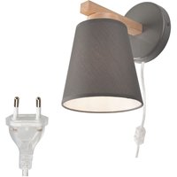 Licht-erlebnisse - Wandleuchte mit Schalter Kabel Grau Skandinavisch Bett Sofa Wandlampe - Holz, Grau von LICHT-ERLEBNISSE