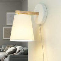 Licht-erlebnisse - Wandleuchte mit Schalter Kabel Weiß Skandinavisch Bett Sofa Wandlampe - Holz, Weiß von LICHT-ERLEBNISSE
