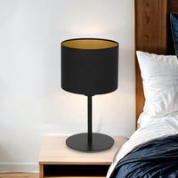 Tischlampe Metall Stoff E27 ø 18 cm 34 cm in Schwarz Gold rund Modern Tischlampe Metall Stoff E27 ø 18 cm 34 cm in Schwarz Gold rund Modern von LICHT-ERLEBNISSE
