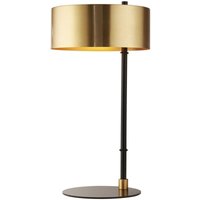 Nachttischleuchte Metall d: 25 cm rund 49 cm hoch in Schwarz Gold E14 Modern Tischlampe von LICHT-ERLEBNISSE