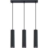 Licht-erlebnisse - Pendelleuchte Aluminium h: max. 98 cm Schwarz GU10 3-flammig länglich Modern von LICHT-ERLEBNISSE