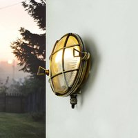 Schiffslampe außen Messing IP64 Ø18cm Bullauge Wandleuchte Haus Garten - Messing Antik, Klar/Transparent von LICHT-ERLEBNISSE