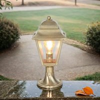 Sockelleuchte Messing massiv H: 39 cm klein Rustikal Gartenlampe Wegeleuchte Terrassenlampe Außenleuchte von LICHT-ERLEBNISSE