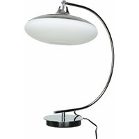Licht-erlebnisse - Tischleuchte Bauhaus Design Weiß Chrom E27 45 cm Glas Metall Schreibtischlampe - Chrom, Weiß von LICHT-ERLEBNISSE