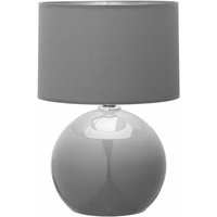 Tischleuchte E27 54 cm Grau Graphit Stoff Glas Tischlampe Schlafzimmer Wohnzimmer - Grau, Graphit von LICHT-ERLEBNISSE