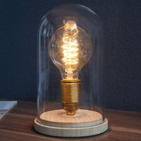 Tischleuchte klein Ø 15 x (H) 20 cm E27 Holz Glas Tischlampe Beistelllampe von LICHT-ERLEBNISSE