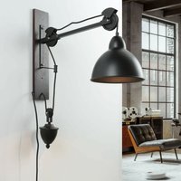 Verstellbare Wandlampe mit Schalter Holz Metall E14 - Natur, Schwarz von LICHT-ERLEBNISSE