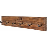 Wandhaken Holz Teak 90 cm lang 6 Haken Wandgarderobe Flur Ankleide Diele - Natur von LICHT-ERLEBNISSE