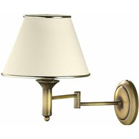 Wandlampe Creme Messing verstellbar E27 Metall Stoff Klassisch Wandleuchte Schlafzimmer - Messing Antik, Ecru, Gold von LICHT-ERLEBNISSE