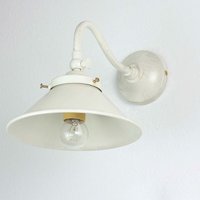 Wandlampe Weiß Echt-Messing verstellbar E27 Wandleuchte Wohnzimmer Küche - Elfenbein Weiß in Shabby Chic von LICHT-ERLEBNISSE