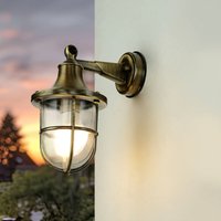 Licht-erlebnisse - Wandlaterne Messing IP64 Wandlampe außen Garten Haus - Messing Antik, Klar/Transparent von LICHT-ERLEBNISSE
