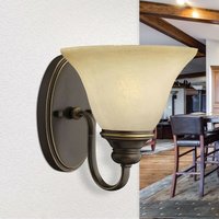 Wandleuchte Creme Bronze E27 Glas Metall Rustikal Wandlampe - Bronze Antik, Creme von LICHT-ERLEBNISSE