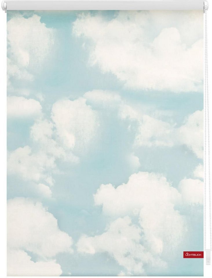 Seitenzugrollo Rollo Klemmfix, ohne Bohren, Verdunkelung, Wolken - Blau, LICHTBLICK ORIGINAL, verdunkelnd, freihängend, Klemmfix von LICHTBLICK ORIGINAL