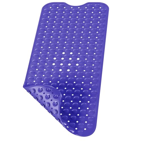 LICHTENHEIM Duschmatte rutschfest Sensitiv 100x40 cm - INKL 2 Haken - Badewannenmatte rutschfest - Antirutschmatte Badewanne BPA frei - Badematte schimmelresistent & waschbar (Violet) von LICHTENHEIM