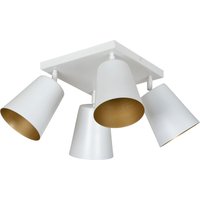 Licht-erlebnisse - Deckenspot E27 Weiß Gold Metall Retro Deckenstrahler Wohnzimmer Junges Wohnen - Weiß, Gold von LICHT-ERLEBNISSE