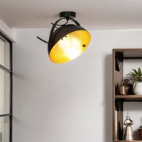 Licht-erlebnisse - Deckenlampe Grau Gold Ø30cm verstellbar Industrial Design Handarbeit Wohnzimmer Küche - dunkles metallisches Grau von LICHT-ERLEBNISSE