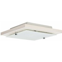 Licht-erlebnisse - Flache Deckenlampe Holz Glas 30 cm quadratisch E27 Deckenleuchte Wohnzimmer Flur von LICHT-ERLEBNISSE