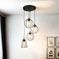 Geometrische Pendelleuchte Schwarz Kupfer verstellbar Draht Gestell 4x E27 Hängelampe von LICHT-ERLEBNISSE