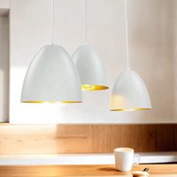 Hängeleuchte Weiß Gold Retro Design 3 flammig Esstisch von LICHT-ERLEBNISSE