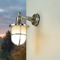 Licht-erlebnisse - Wandlampe Echt-Messing IP64 Außen wetterfest in Nickel - Nickel matt, Klar/Transparent von LICHT-ERLEBNISSE