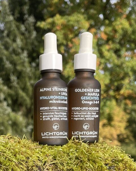 LICHTGRÜN SET Hydro-Booster mikrobiotisches Hyaluronserum + Bio Gesichtsöl von LICHTGRÜN