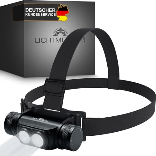 LICHTMEISTER® Stirnlampe (1000 Lumen, 3600 mAh Akku) - Stirnlampe LED wiederaufladbar - extrem helle Kopflampe - Stirnlampe LED von LICHTMEISTER