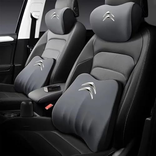 Auto Kopfstütze Nackenkissen für Citroen e-C4 Hatchback, Auto Nackenkissen Autositz Kopfstütze Bequeme Nackenstütze Kopfkissen, Auto Kopfstützenkissen zum Fahren,A Grey-1 x Lumbar von LICOME