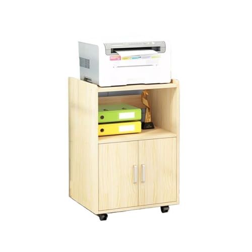 Aktenschränke Abnehmbares Büroregal, Druckerregal, Aktenschrank, mehrstöckiges Lagerregal mit Tür, Schreibtisch-Seitenschrank(Natural) von LICONG-2020