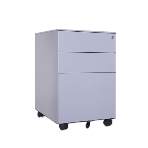Aktenschränke Beweglicher Stahlschrank, Kleiner Schubschrank, Untertisch-Aufbewahrungsschrank, DREI Schubladen mit Rädern(Grigio) von LICONG-2020