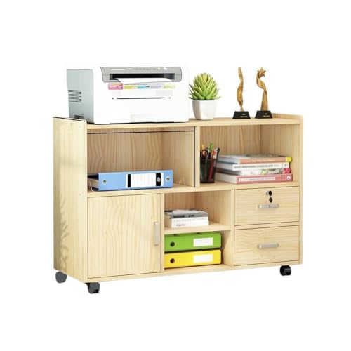 Aktenschränke Bodenschrank, Aktenschrank, mobiler Datenschrank, Schreibtisch, Sideboard, Druckerplatzierungsschrank, Schubladenschrank(Natural) von LICONG-2020