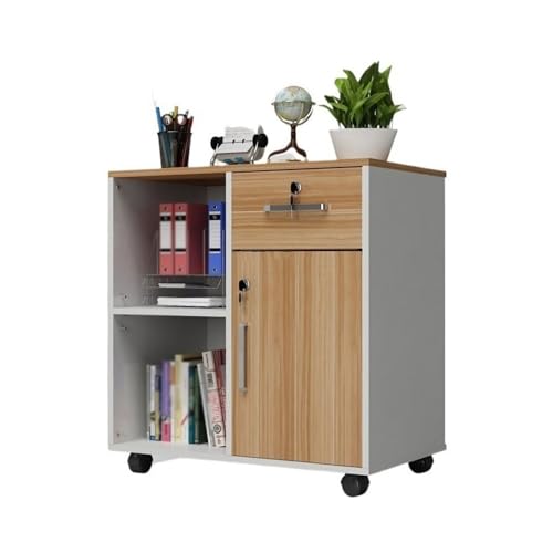 Aktenschränke Mobiler abschließbarer Aktenschrank, Büroschrank, Datenschrank, Druckerschrank, Büro-Niedrigschrank, Lagerschrank(Natural) von LICONG-2020